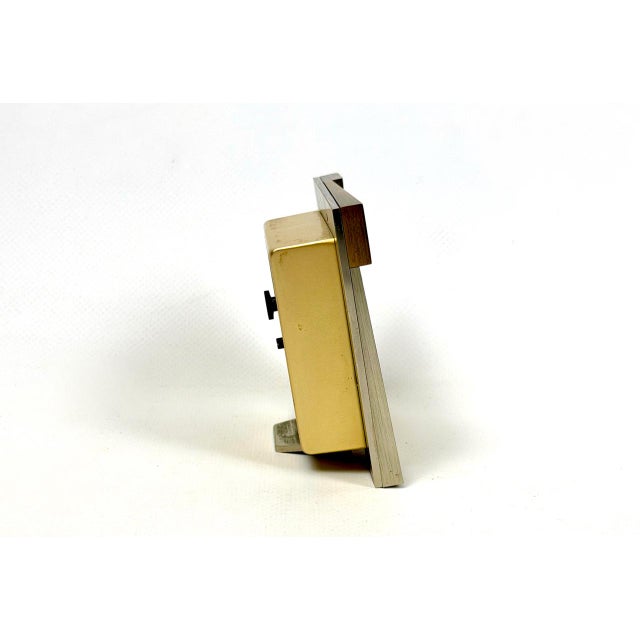 Gold French Brutalist Steel and Brass Table Clock from Seiko, Japan, 1980s For Sale - Image 8 of 14