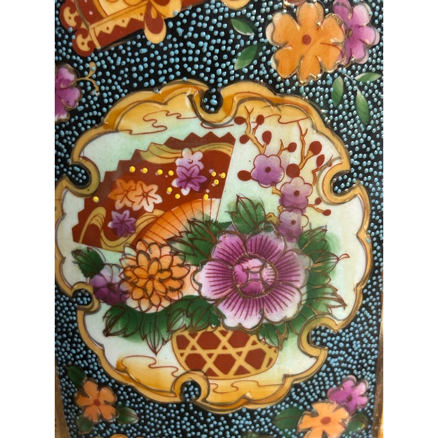 Vintage Chinese Satsuma-Style Moriage Porcelain Floor Vase, 24” For Sale - Image 11 of 11