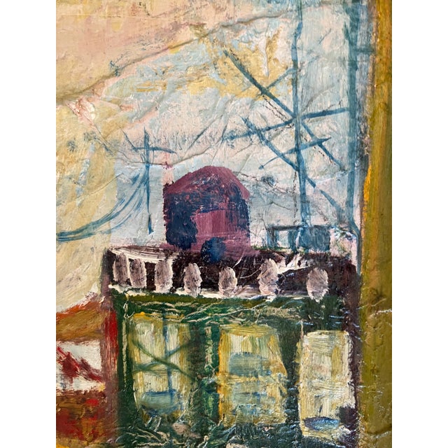San Francisco Bay Bridge Expressionist Cityscape Oil on Masonite. Signed For Sale - Image 11 of 12