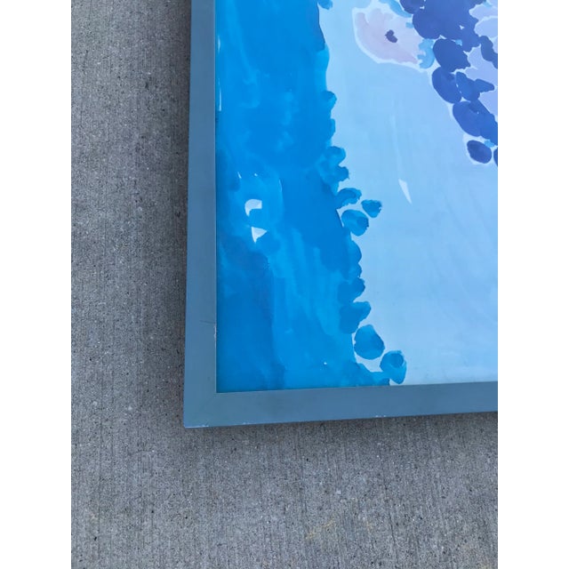 Vintage Framed Blue Floral Watercolor Print For Sale - Image 11 of 13