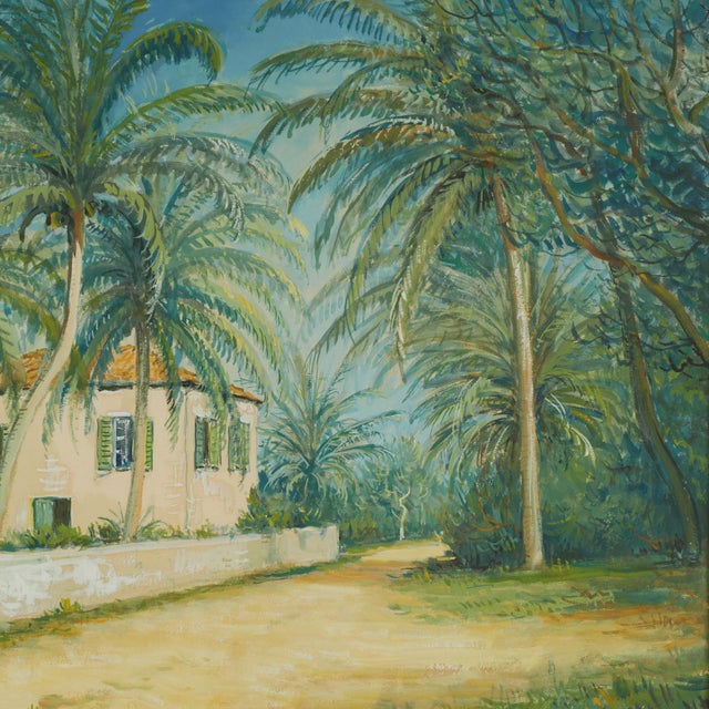 Tropical Painting of a Miami Estate by Alois Lecoque For Sale In West Palm - Image 6 of 8