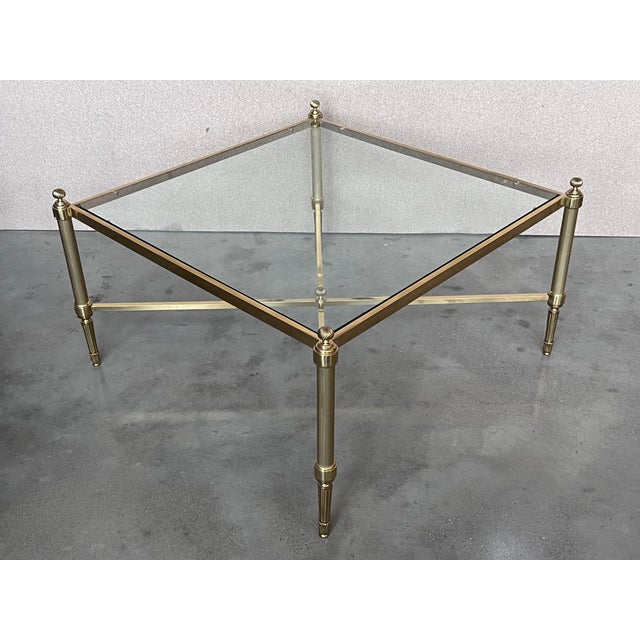 Metal Mid-Century Double Tray Bronze & Glass Coffee Table in Maison Jansen Style For Sale - Image 7 of 12