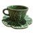 1990s Bordallo Pinheiro Cabbage Leaf Portuguese Espresso Coffee Cup and Saucer For Sale