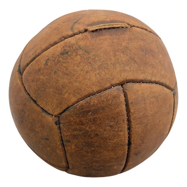 Vintage Brown Leather Medicine Ball, 1930s For Sale