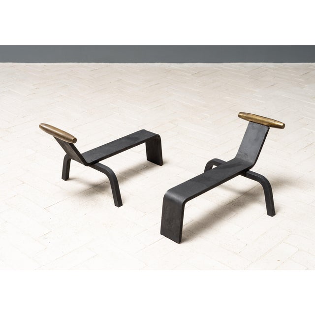 Metal Mid 20th Century Donald Deskey Style Andirons - a Pair For Sale - Image 7 of 7