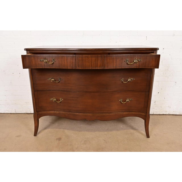 1960s French Provincial Louis XV Carved Mahogany Dresser by White Furniture, Circa 1960s For Sale - Image 5 of 15