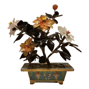 Antique Late 19th Century Chinese Jade Flower Bonsai Tree