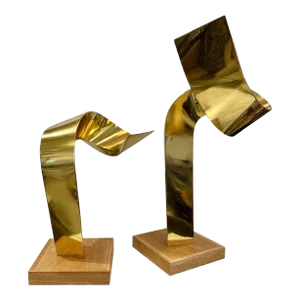 Pair of Jean-Claude Hug Mounted Brass Sculptures - SIGNED