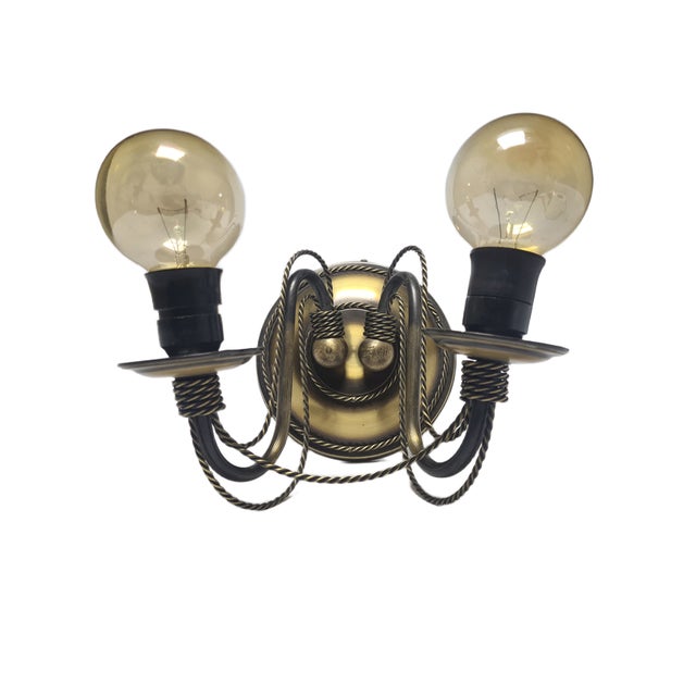 Postmodern Art Nouveau Two-Armed Wall Lamp, Poland, 1970s For Sale - Image 3 of 18