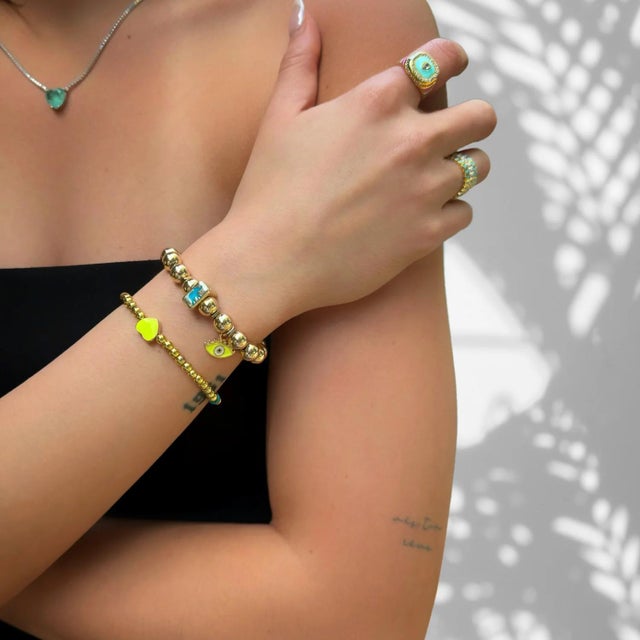 Pastel Colors Diamond & Gold Spring Statement Ring, Size 8 For Sale - Image 4 of 7