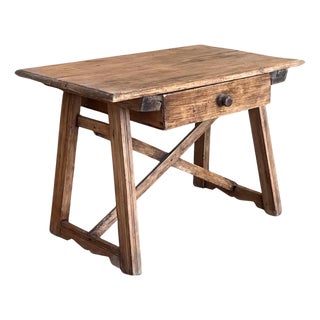 Early 20th Century French Oak Worktable Table with One Drawer, 1920s For Sale