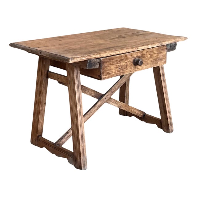 Early 20th Century French Oak Worktable Table with One Drawer, 1920s For Sale