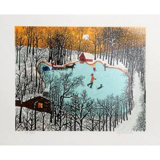 Kay Ameche, "Walden Pond in Winter," Serigraph For Sale