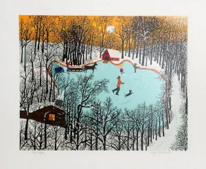 Kay Ameche, "Walden Pond in Winter," Serigraph