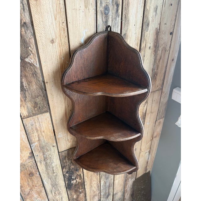 Antique Corner Shelf in Oak, 1890s For Sale - Image 4 of 9