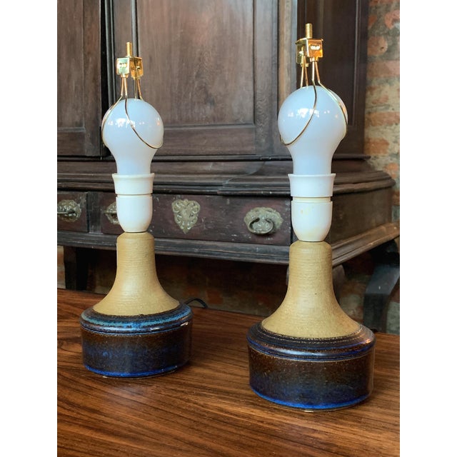 1970s Danish Ceramic Table Lamps by Søholm Stentøj - A Pair For Sale - Image 5 of 17