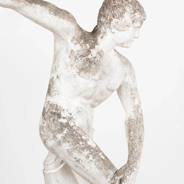 Vintage Garden Limestone Sculpture of Discus Thrower, Denmark Circa 1910 For Sale - Image 6 of 11