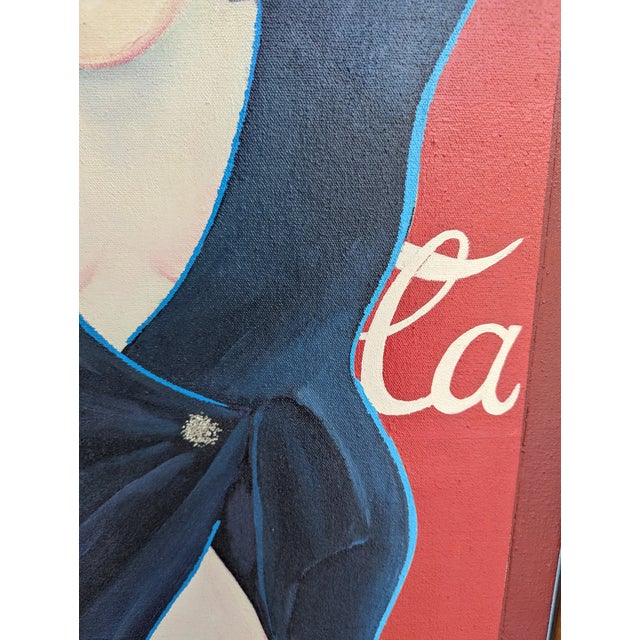 Blue 1980s Oil Painting Portrait of Women in Gentlemen's Attire by Keiko Noda For Sale - Image 8 of 12