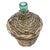 Small antique basket covered green glass wine bottle. No maker's marks.