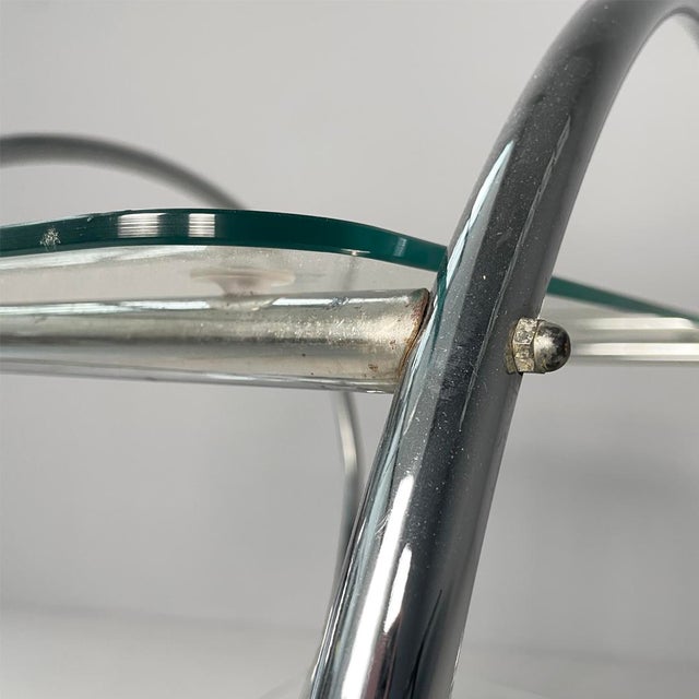 Italian Modern Cart in Steel and Glass with Casters, 1970s For Sale - Image 9 of 15