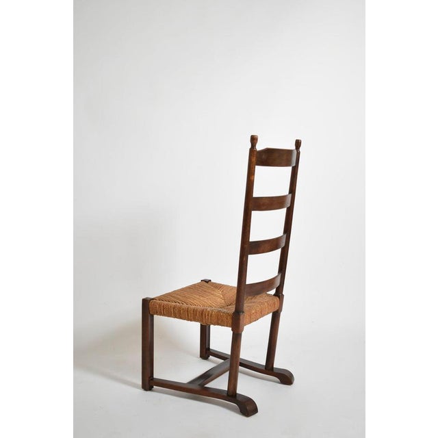 Low Wood and Straw Chair, 1950s For Sale - Image 4 of 6