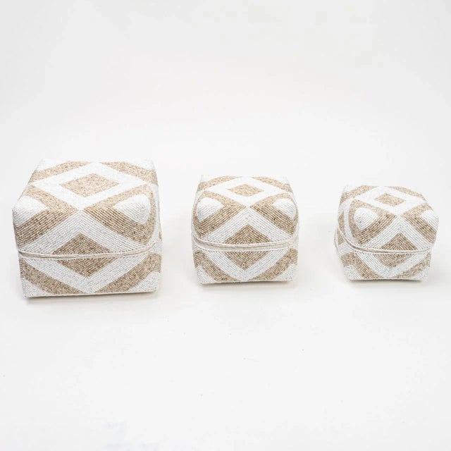 2020s Decorative Beaded Boxes 8x8x8 - Set of 3 For Sale - Image 5 of 5