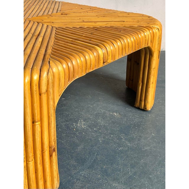 Wood Vintage Boho Bent Rattan Coffee Table For Sale - Image 7 of 10
