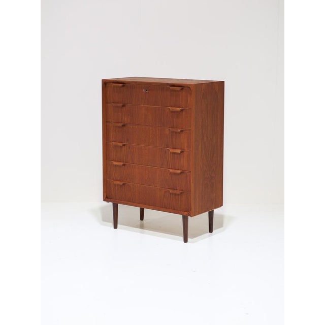 Beautiful tall chest of drawers from Denmark, 1960s. The cabinet is made of teak wood and has six drawers with beautiful...