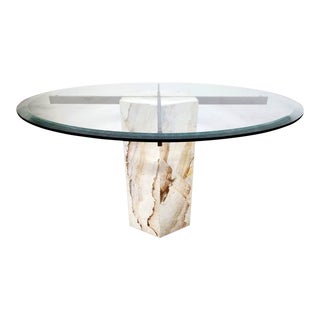 Italian Marble & Glass Dining Table MCM For Sale