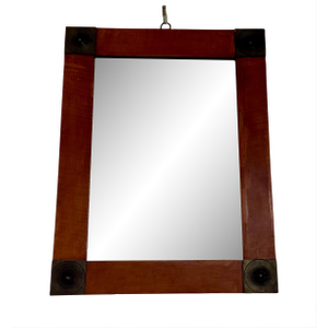 Antique Biedermeier Bronze and Tiger Maple Frame Mirror