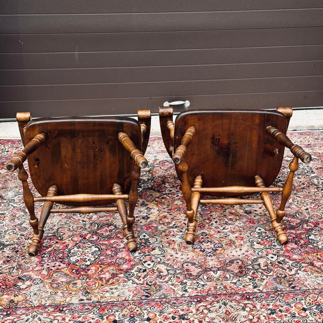 Vintage Ethan Allen Old Tavern Antiqued Pine Captain's Chairs 126000