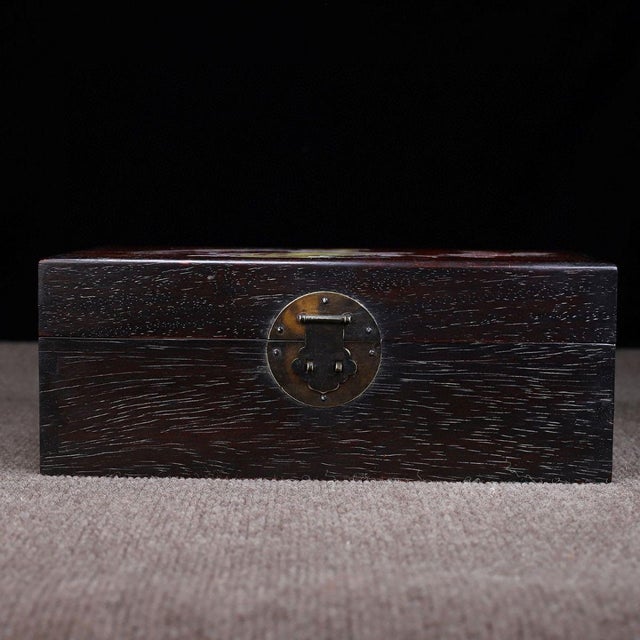 Chinese Zitan Wood Jewelry Box Inlaid With Mother-of-Pearl Bird Motif For Sale - Image 3 of 9