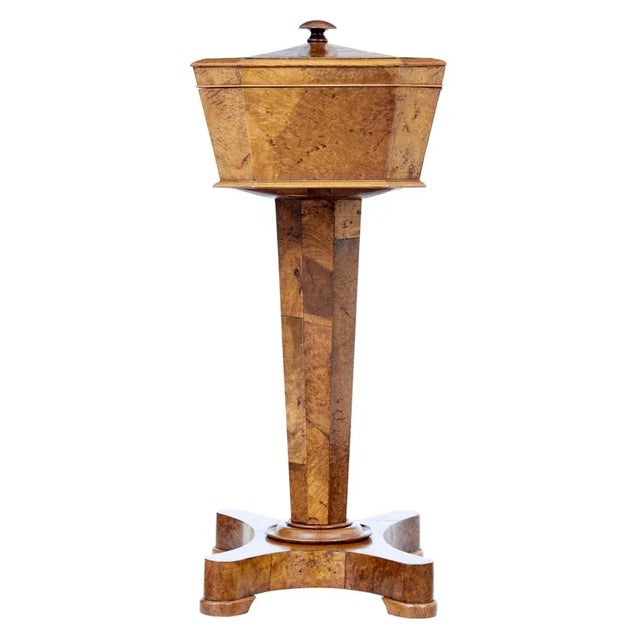 Brown 19th Century Burr Elm Teapoy For Sale - Image 8 of 9