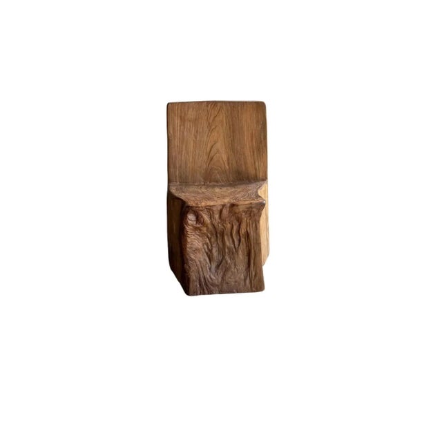Wood Sculptural Textured Teak Wood Chair For Sale - Image 7 of 10