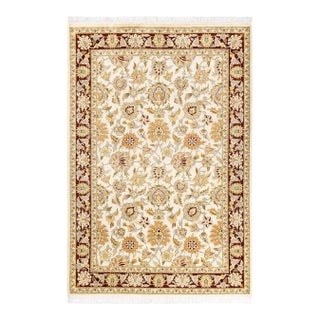 Mogul, One-of-a-Kind Hand-Knotted Area Rug in Ivory, 4' 3" x 6' 2" For Sale