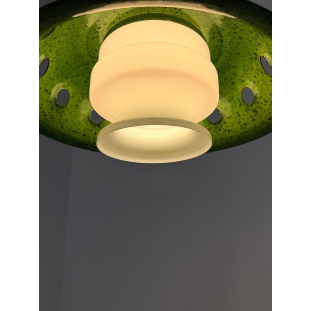 Vintage Green Enamel Pendant Lamp For Sale - Image 4 of 6