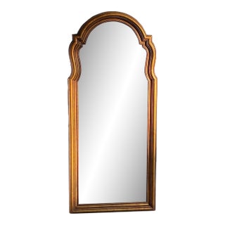 1970s Gold Wood Frame Arched Vertical Wall Mirror For Sale