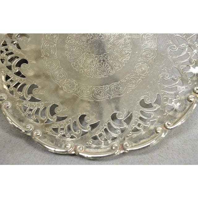 Vintage Queen Anne Style Silver Plated 3 Tiered Folding Cake Dessert Stand Tray For Sale - Image 16 of 18