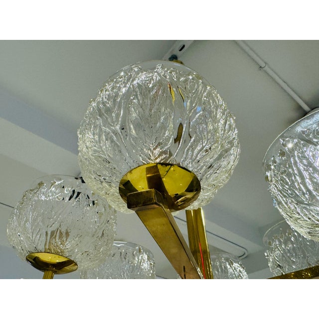 1970s Swedish 1970s Mid Century Floral Glass Chandelier Pendant For Sale - Image 5 of 11