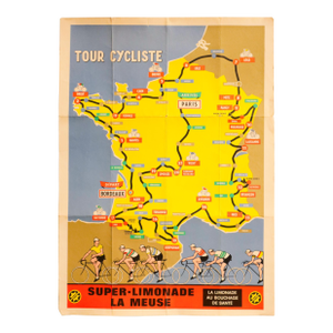 1954 Original French Bicycle Poster, Tour Cycliste, Super Limonade (Tour De France)