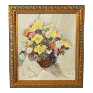 Italian Floral Still-Life Oil Painting, Artist Signed