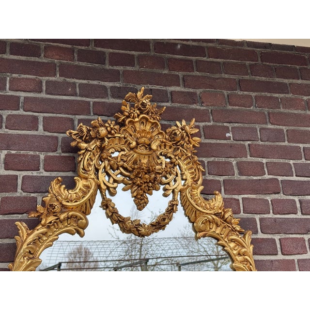 Late 20th Century 1980s French Rococo Gold Wood Wall Mirror For Sale - Image 5 of 8