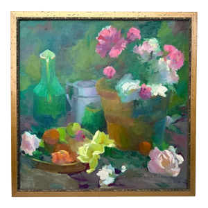 1999 Large Torgesen Murdock “Still Life W/ Peonies & Summer Fruit” Oil on Board