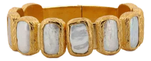 Pearl & Gold Elegant Cuff Bangle Bracelet