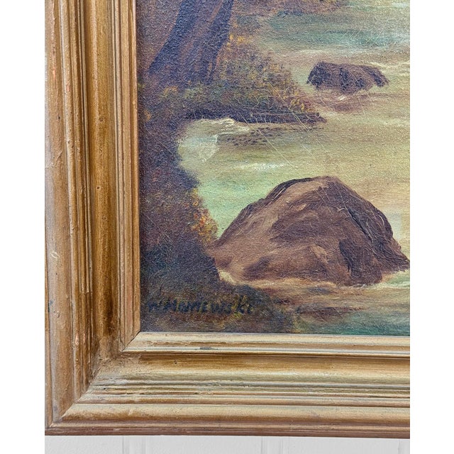 Antique Art Nouveau Nude Women "Water Flower" Signed Oil on Canvas Painting For Sale - Image 13 of 13