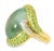 14K Yellow Gold Green Amethyst, Tsavorite, and Pave Diamond Ring. This beautiful piece features a 12 carat cabochon green...