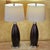 Pair of Contemporary Espresso Wood Hourglass Lamps With Brushed Nickel Accents and Linen Shades For Sale - Image 15 of 18