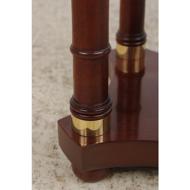 Pair of Baker Mahogany Round Plant Lamp Stands For Sale - Image 9 of 13