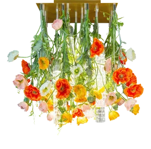 Murano Glass & Artificial Poppy Flower Power Ceiling Lamp from VGnewtrend