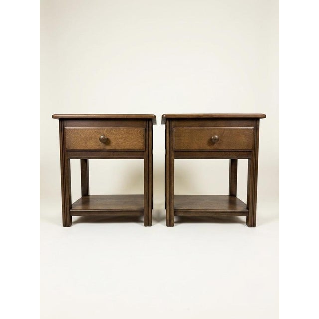 Vintage Country-Style Nightstands in Oak, Set of 2 For Sale - Image 4 of 4